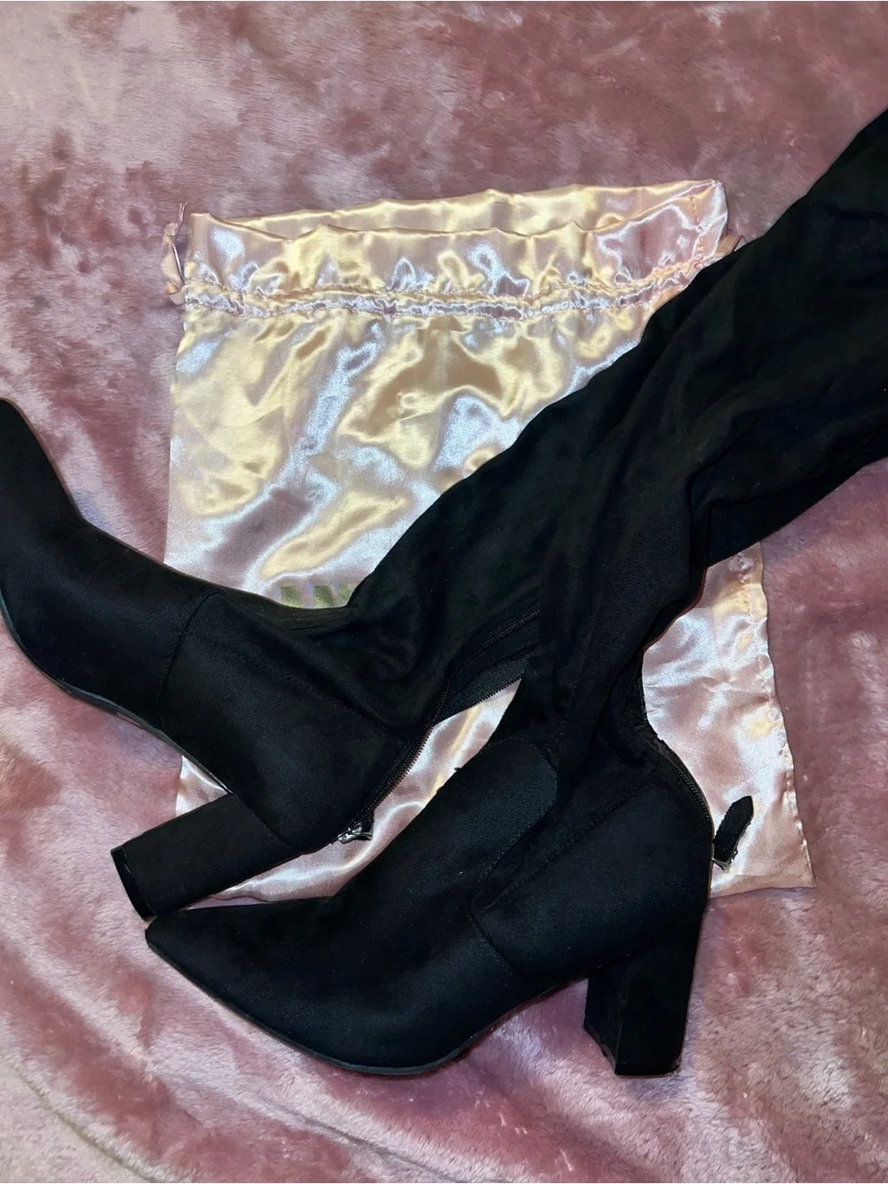 Miss Lola Black Over-the-Knee Block Heel Boots